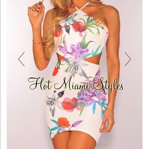 Off White Floral Cut Out Dress